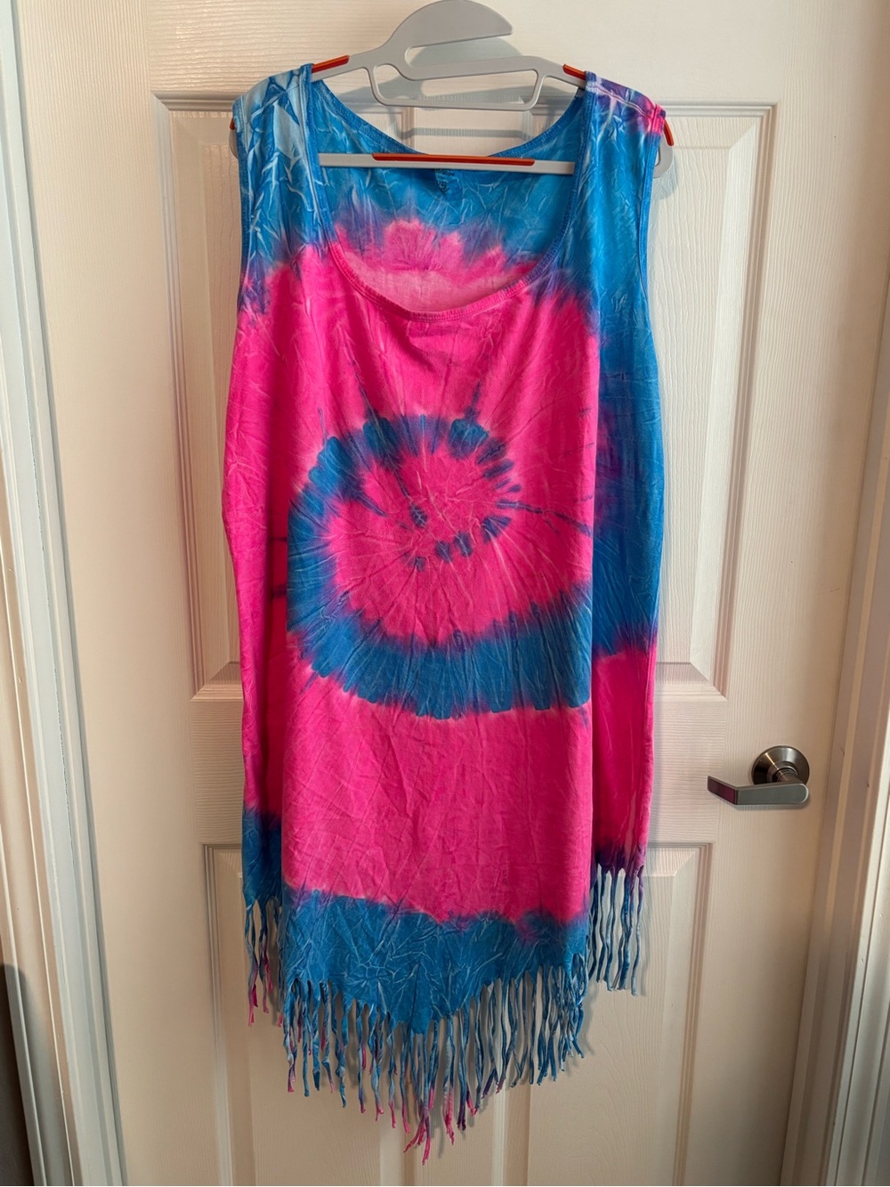 Tie-Dye Fringe  Dress - Pink & Blue